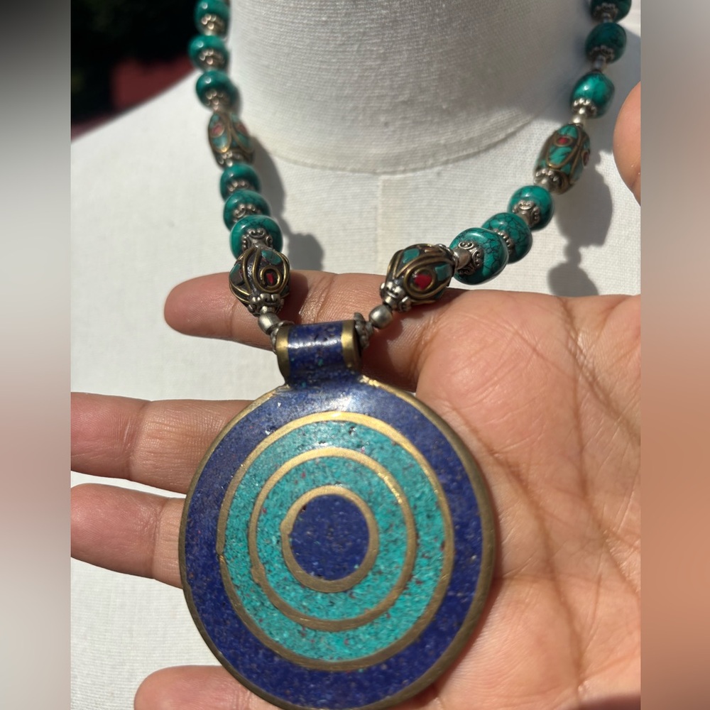 Blue and Turquoise Pendant Necklace